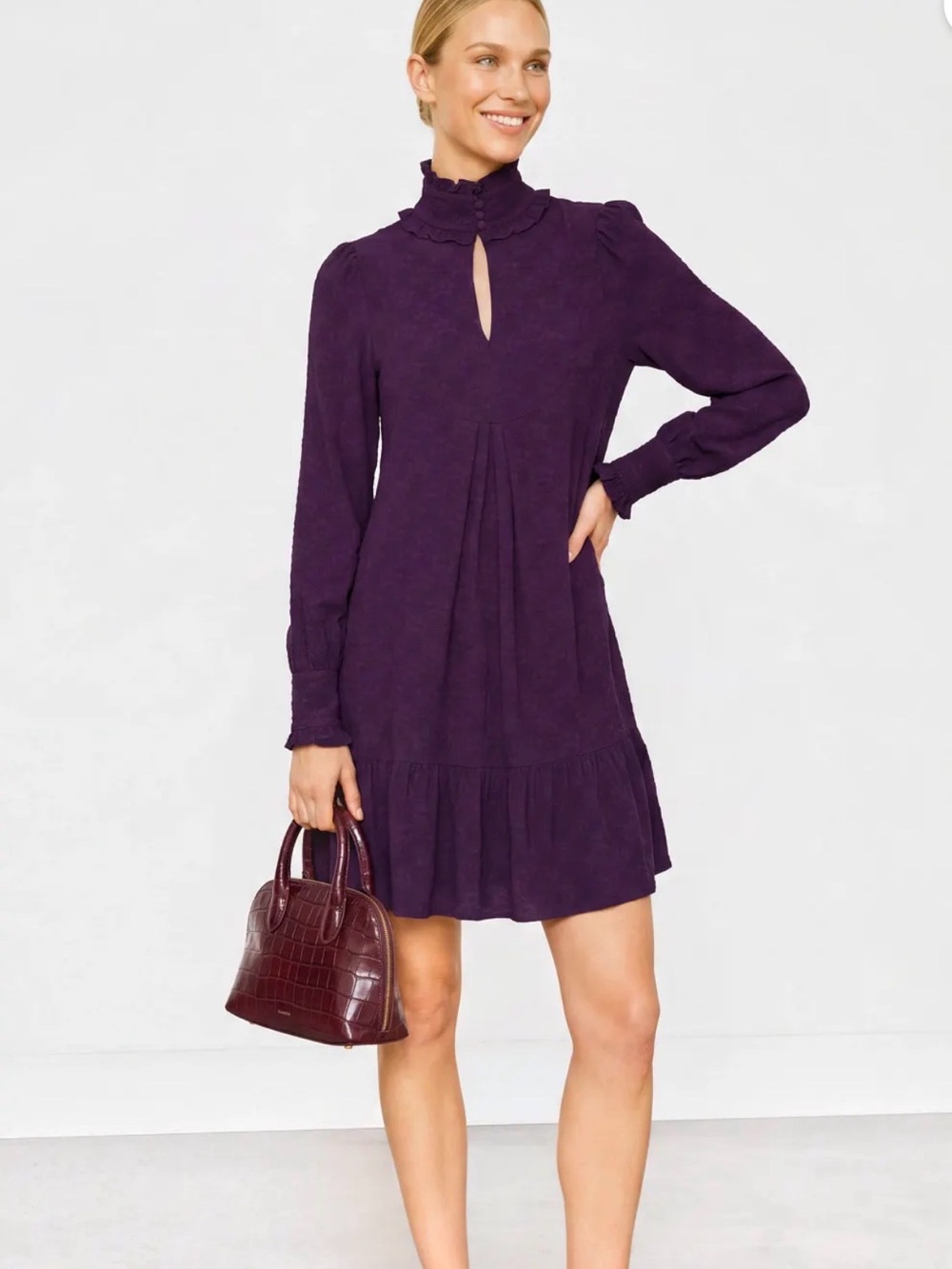 Nanette Lepore Plum Purple Textured Pintuck Babydoll Dress